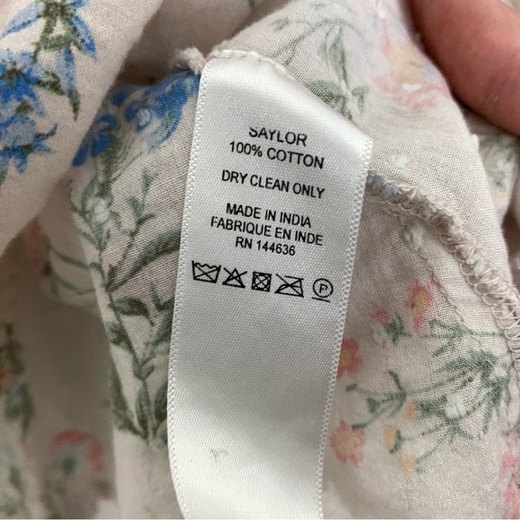 Saylor Clover Smocked Peasant Blouse Top Shirt Womens Medium Pink Floral - Picture 3 of 6